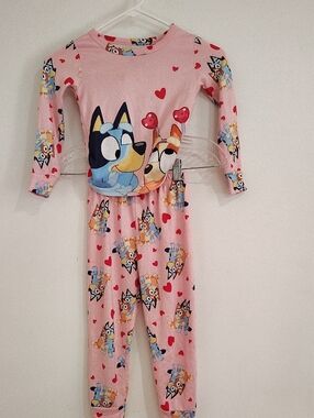 Pink Cartoon-Print Girls' Two-Piece Pajama Set